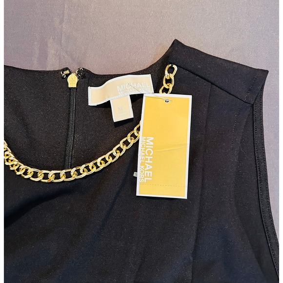 NWT Michael Kors Black Sleeveless Chain Neck Sheath Dress XL - Picture 5 of 8